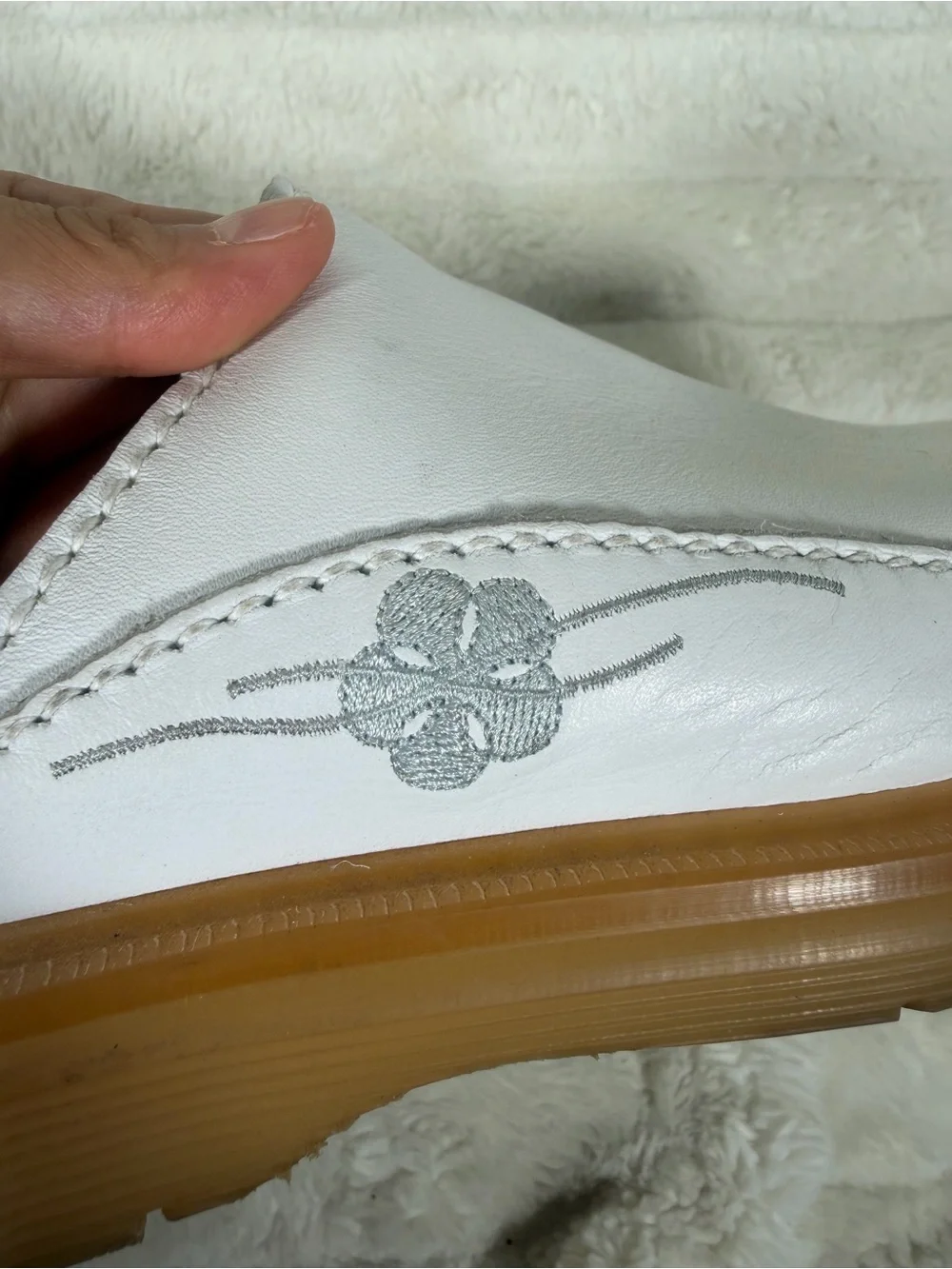 Dr Martens Vintage Y2k Sandals US 8 White Leather Chunky Sole Slip Ons Flower